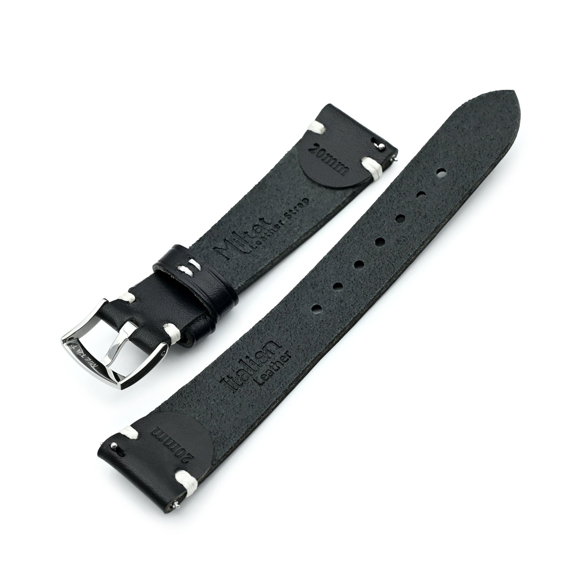 20mm Dark Grey Quick Release Buttero Italian Leather Watch Strap