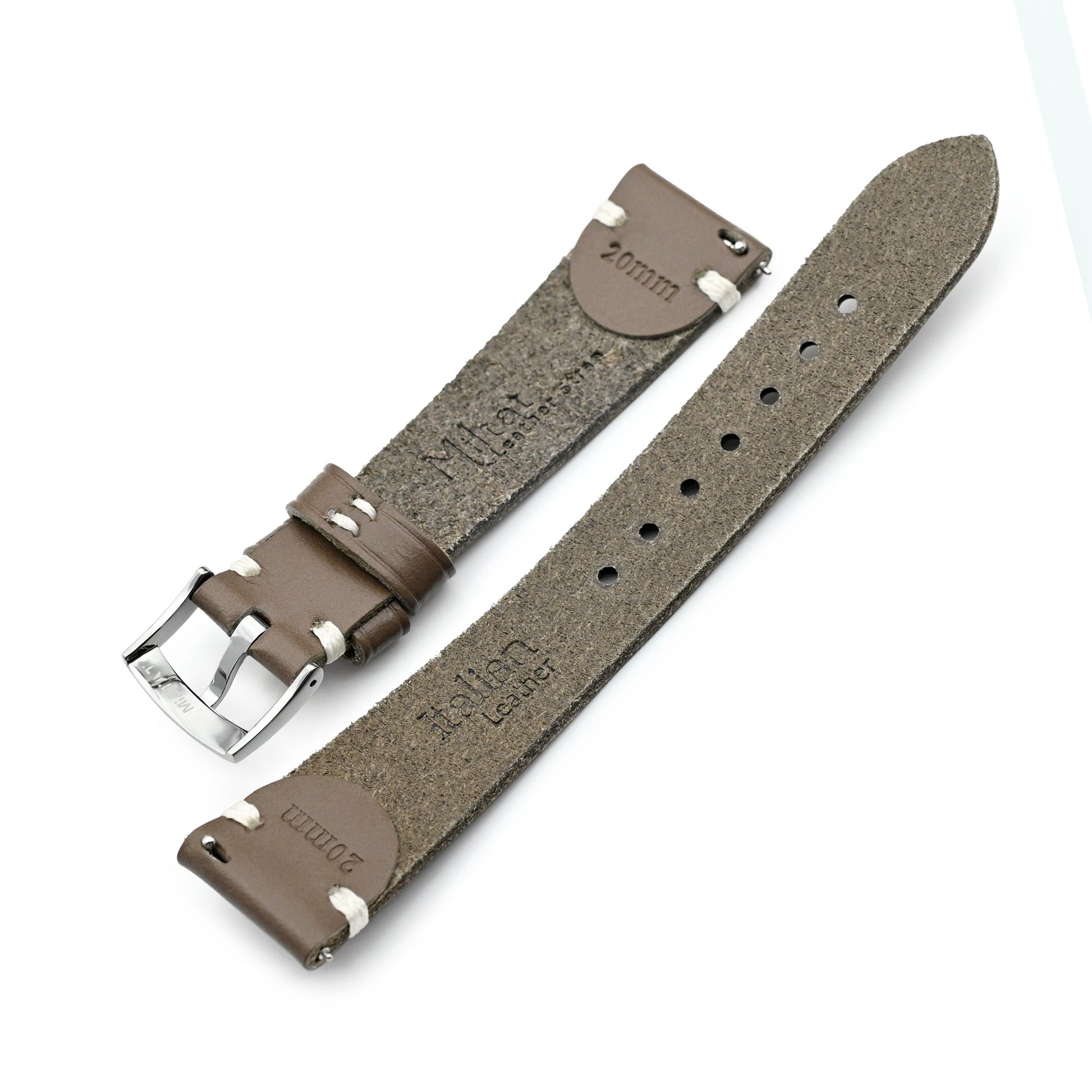 20mm Taupe Quick Release Buttero Italian Leather Watch Strap