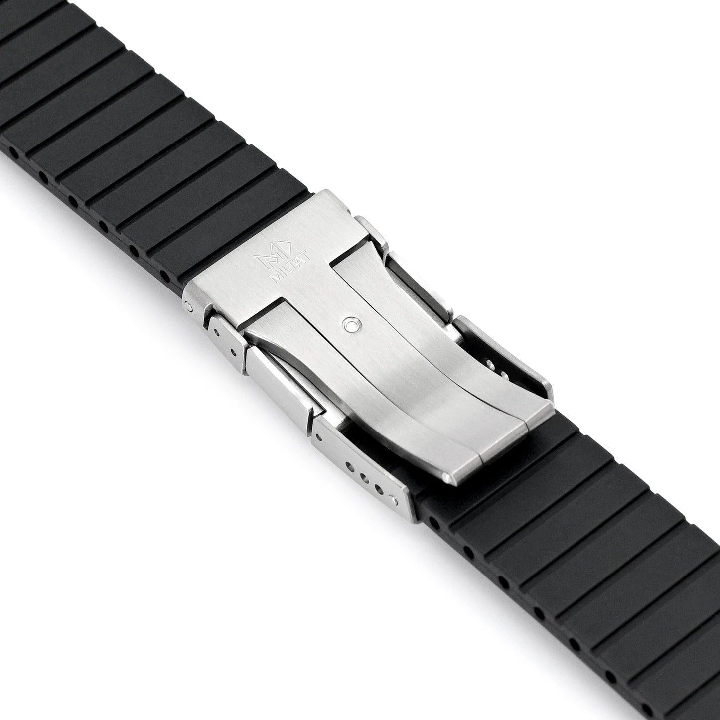 Quick Release FKM27 Black Titanium Slinea Clasp FKM Rubber watch strap, 20mm or 22mm