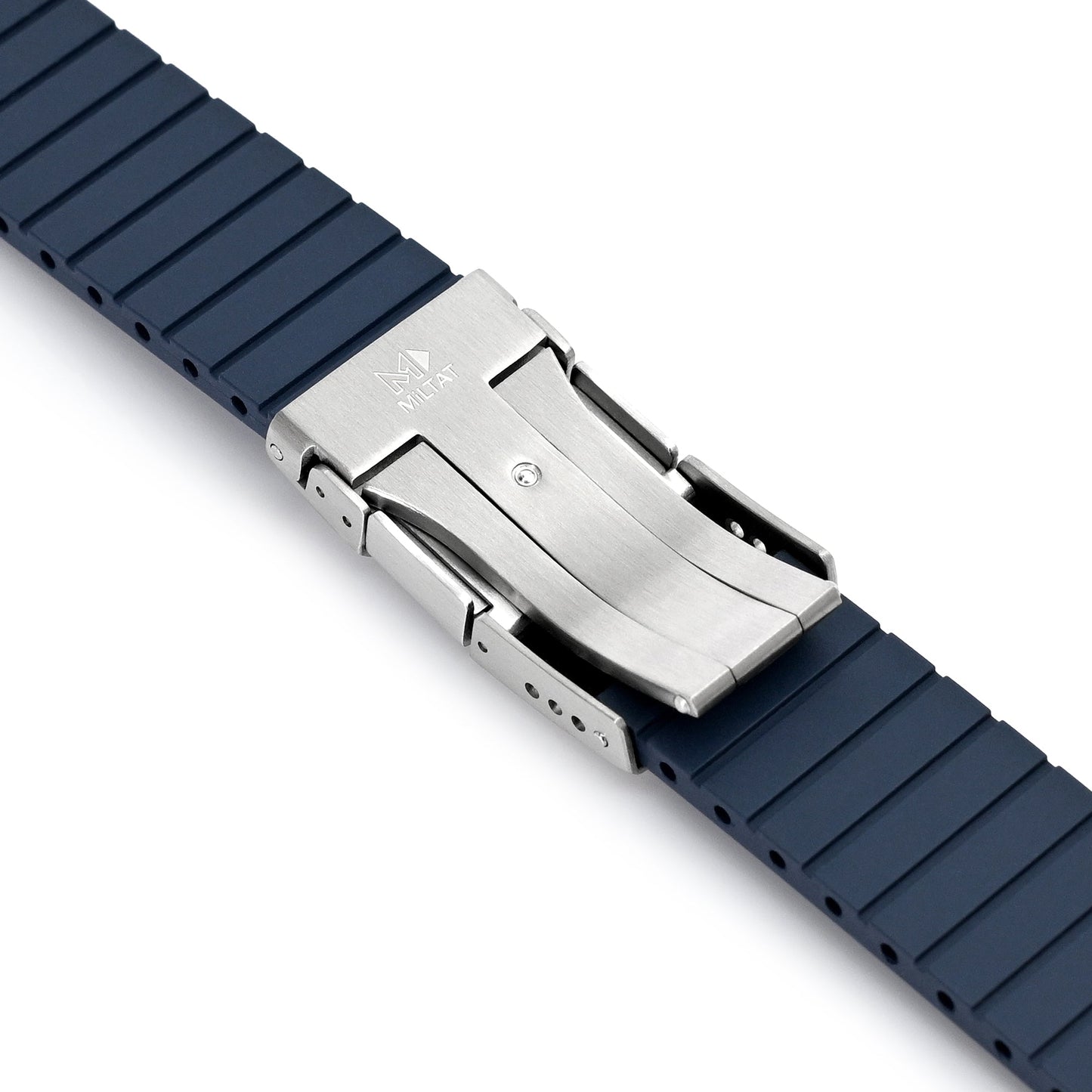 Quick Release FKM27 Navy Blue Titanium Slinea Clasp FKM Rubber watch strap, 20mm or 22mm