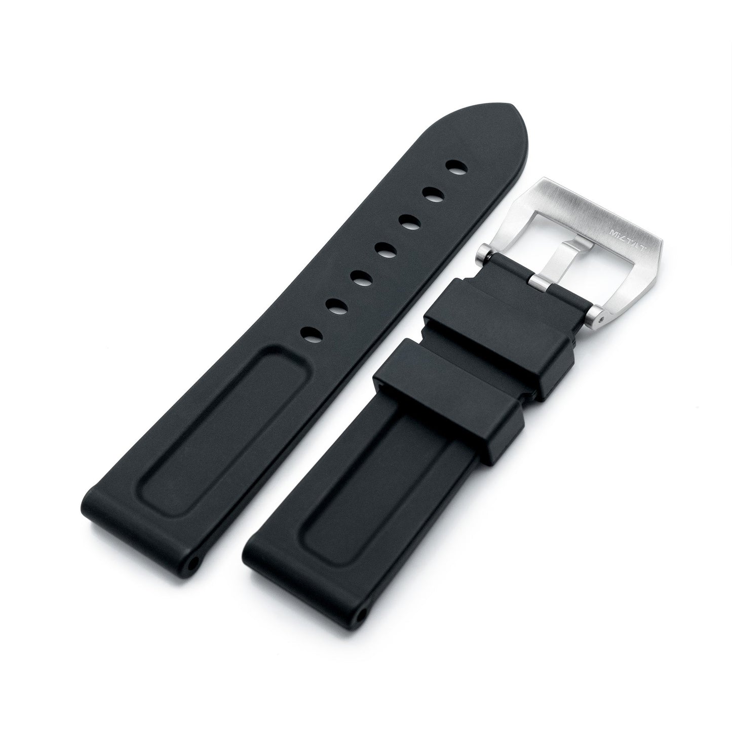 24mm FKM30 Black Rubber Watch Band