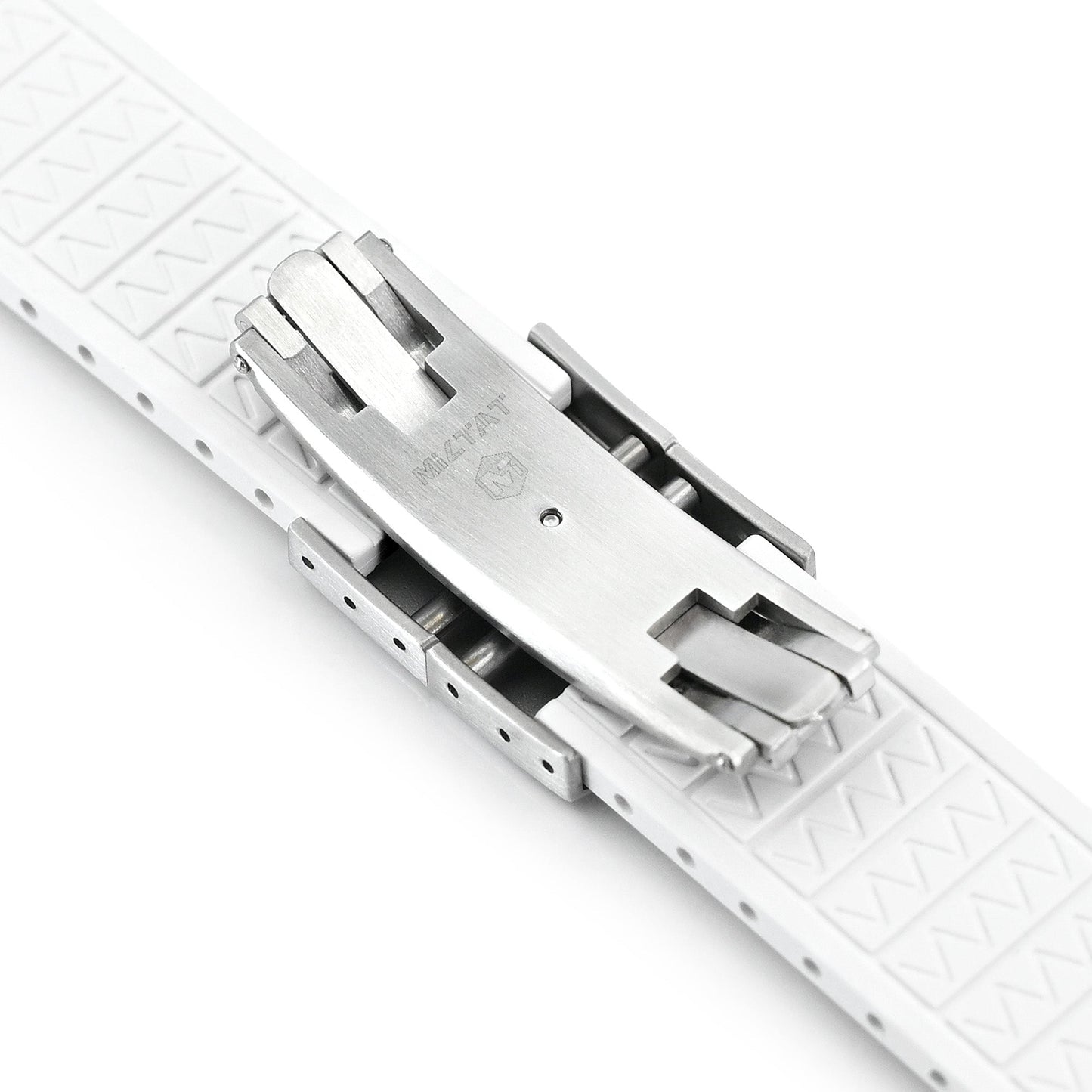 20mm or 22mm FKM34 Off White Rubber Quick Release Watch Band, Deployment Clasp