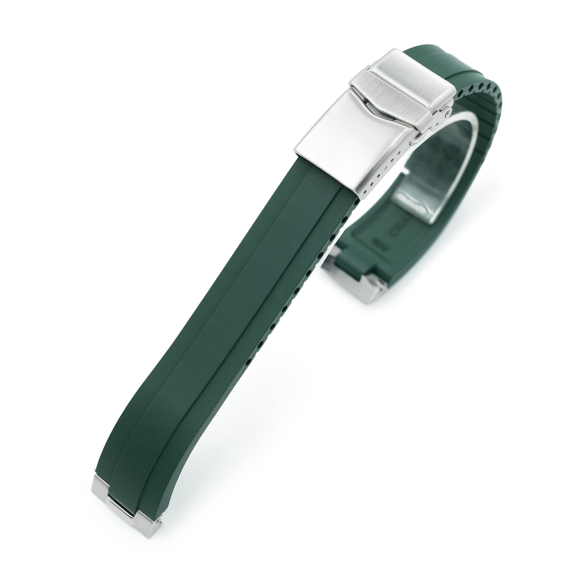 20mm Crafter Blue - MX03-813 Green FKM Rubber Strap With End Links For Seiko Speedtimer SSC813