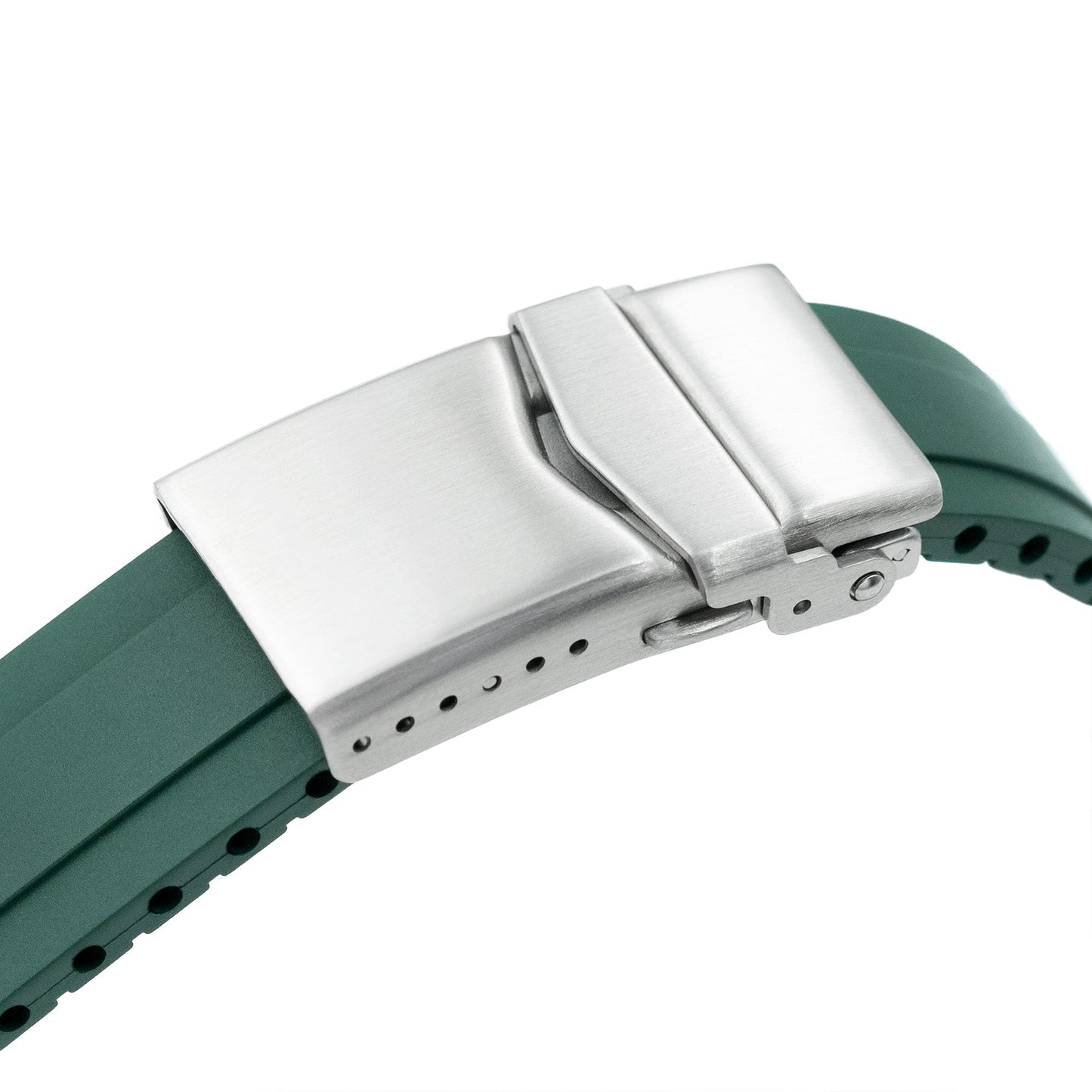 20mm Crafter Blue - MX03-813 Green FKM Rubber Strap With End Links For Seiko Speedtimer SSC813