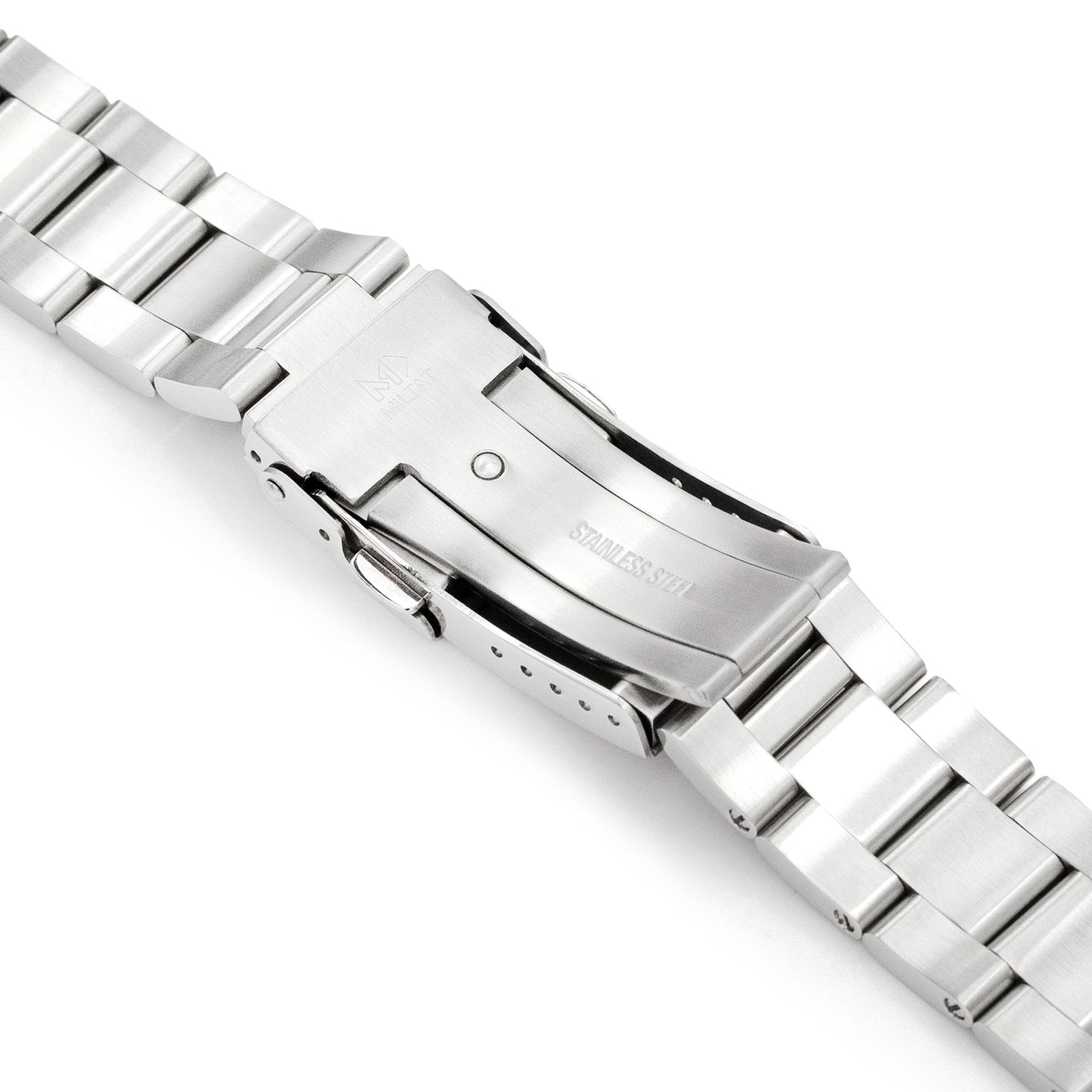 20mm Super Boyer Watch Band for Seiko SPB185, 316L Stainless Steel Brushed Baton Diver Clasp
