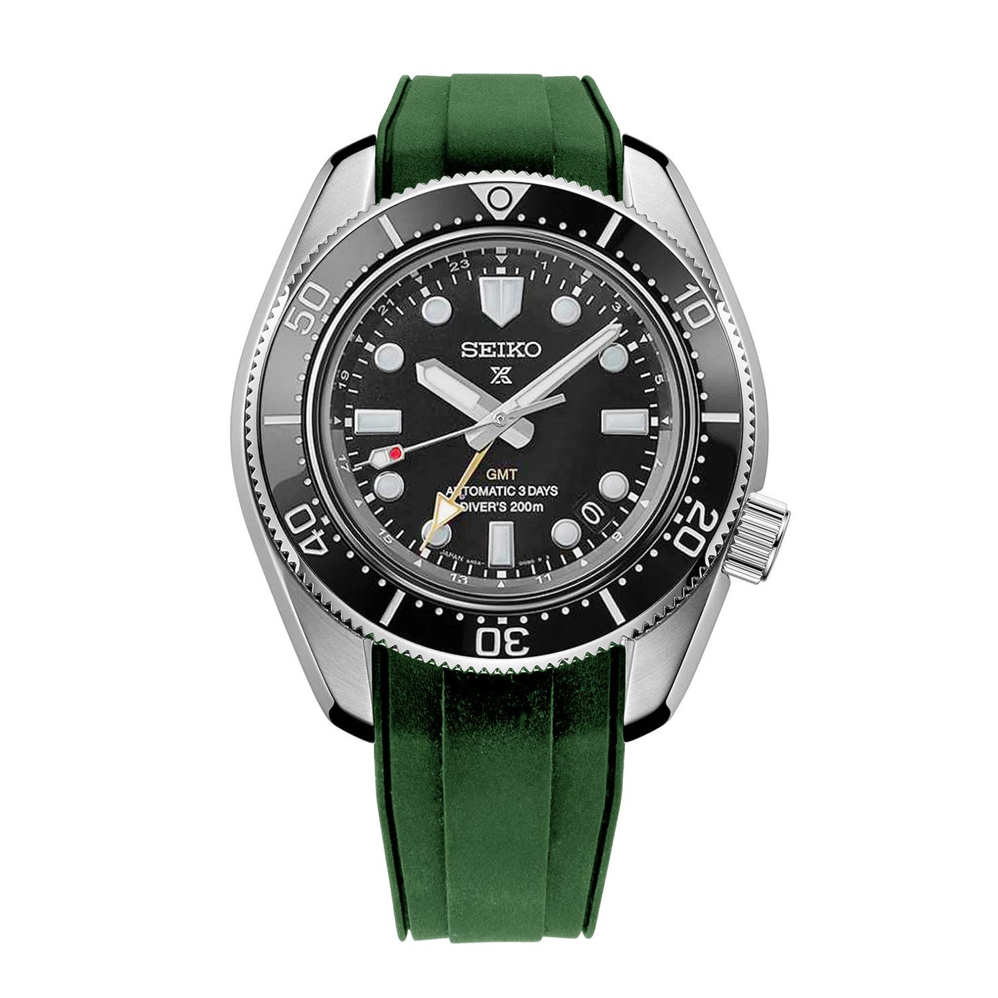 StrapXPro - SBX1A Rubber Strap for Seiko Prospex 1968 Diver¡¦s Modern Re-interpretation MM200 GMT Series SPB381, Green