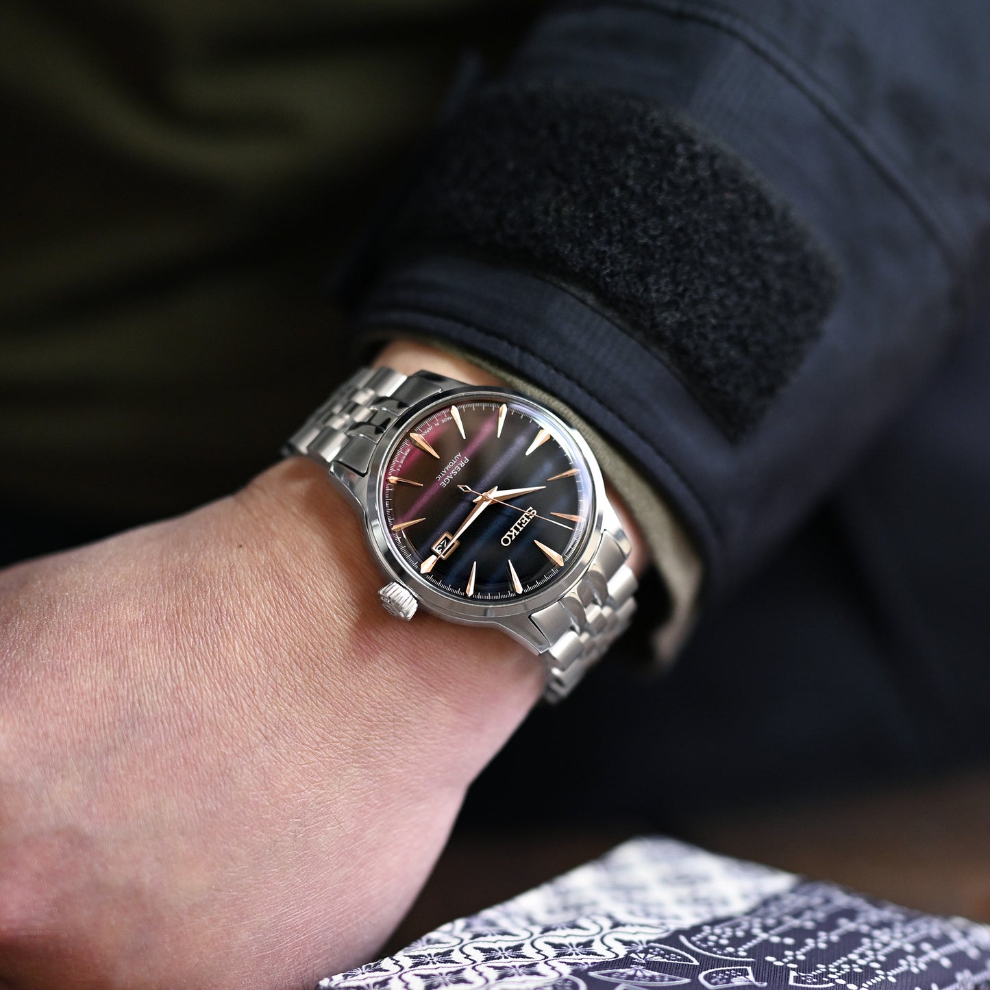 Angus-J Louis for Seiko Cocktail V-Clasp, Brushed with Polished Center
