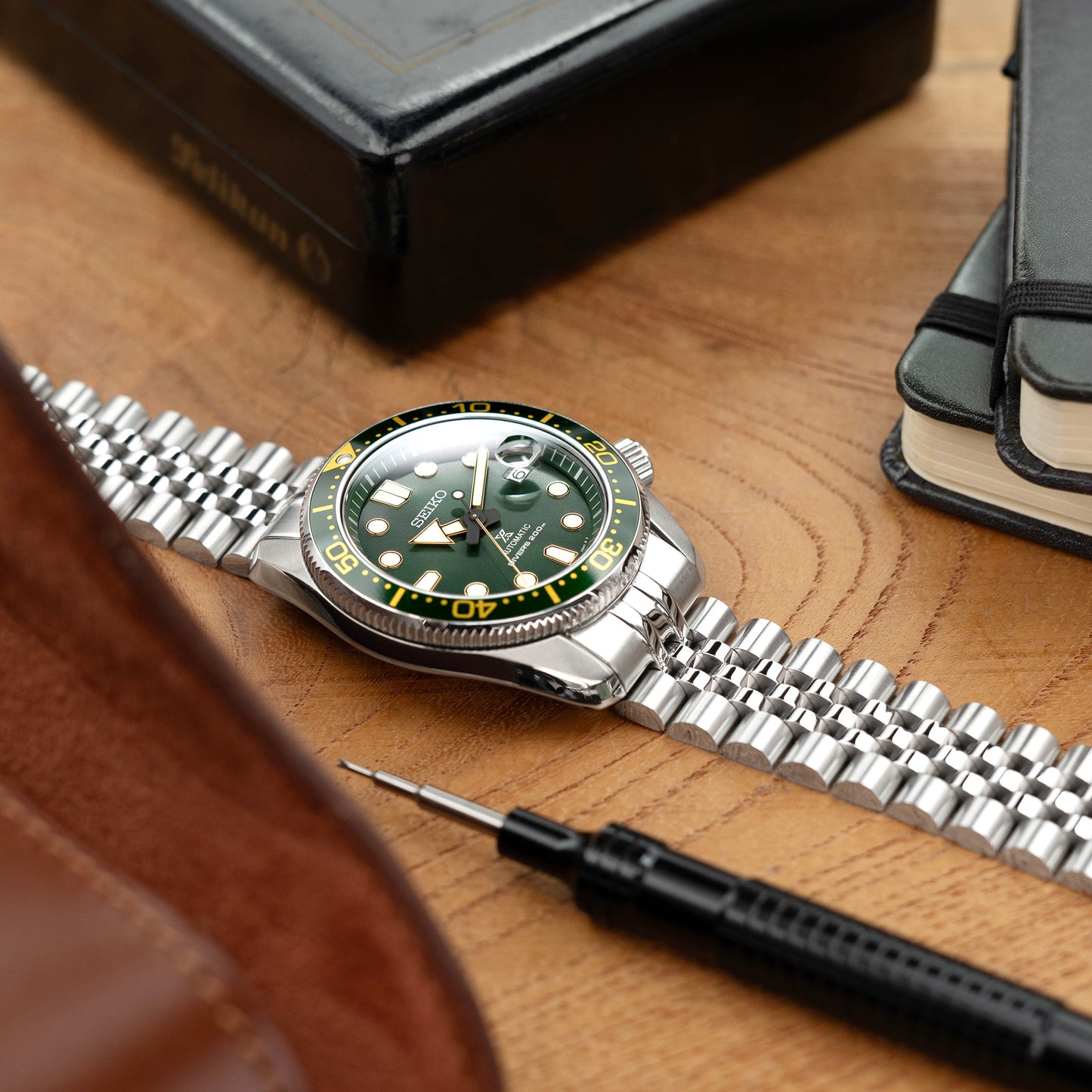 Super-J Louis JUB for Seiko Baby MM 200 V-Clasp, Brushed with Polished Center