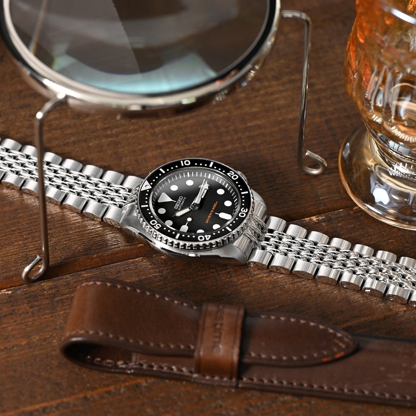 22mm Goma BOR compatible with Seiko SKX007 Brushed and Polished