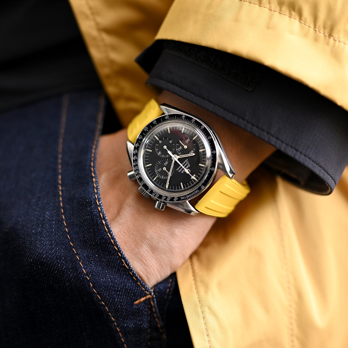 20mm FKM28 Yellow FKM Rubber Watch Strap