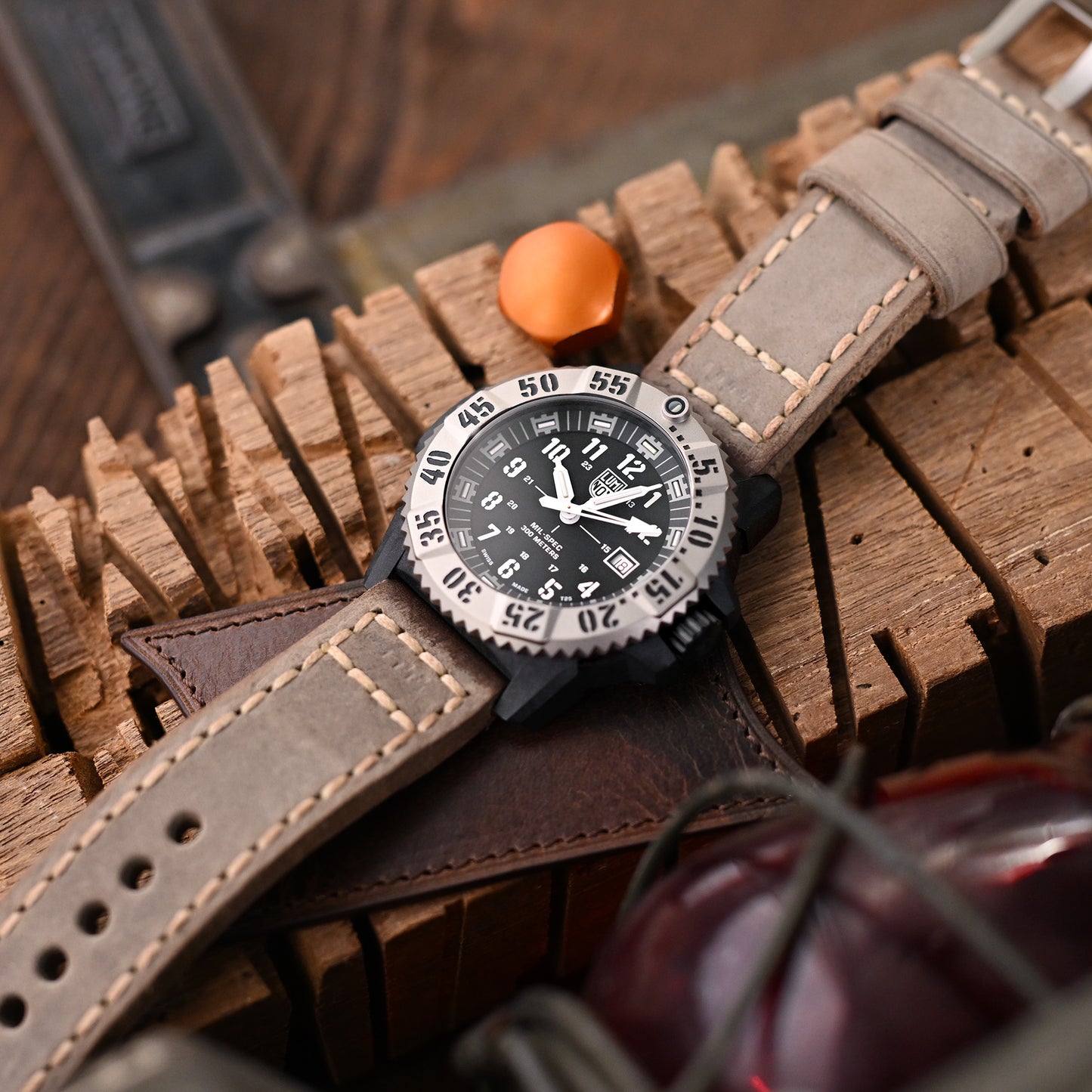 24mm MiLTAT Handmade Grey Calf, Hand Painted