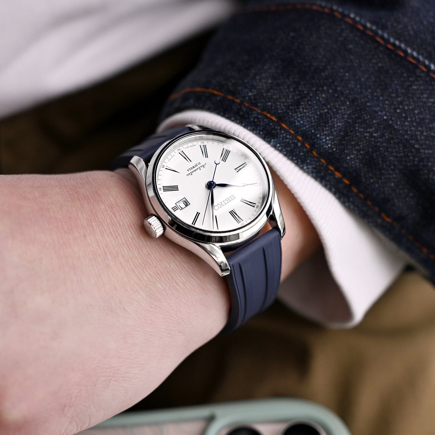 20mm FKM28 Navy Blue FKM Rubber Watch Strap