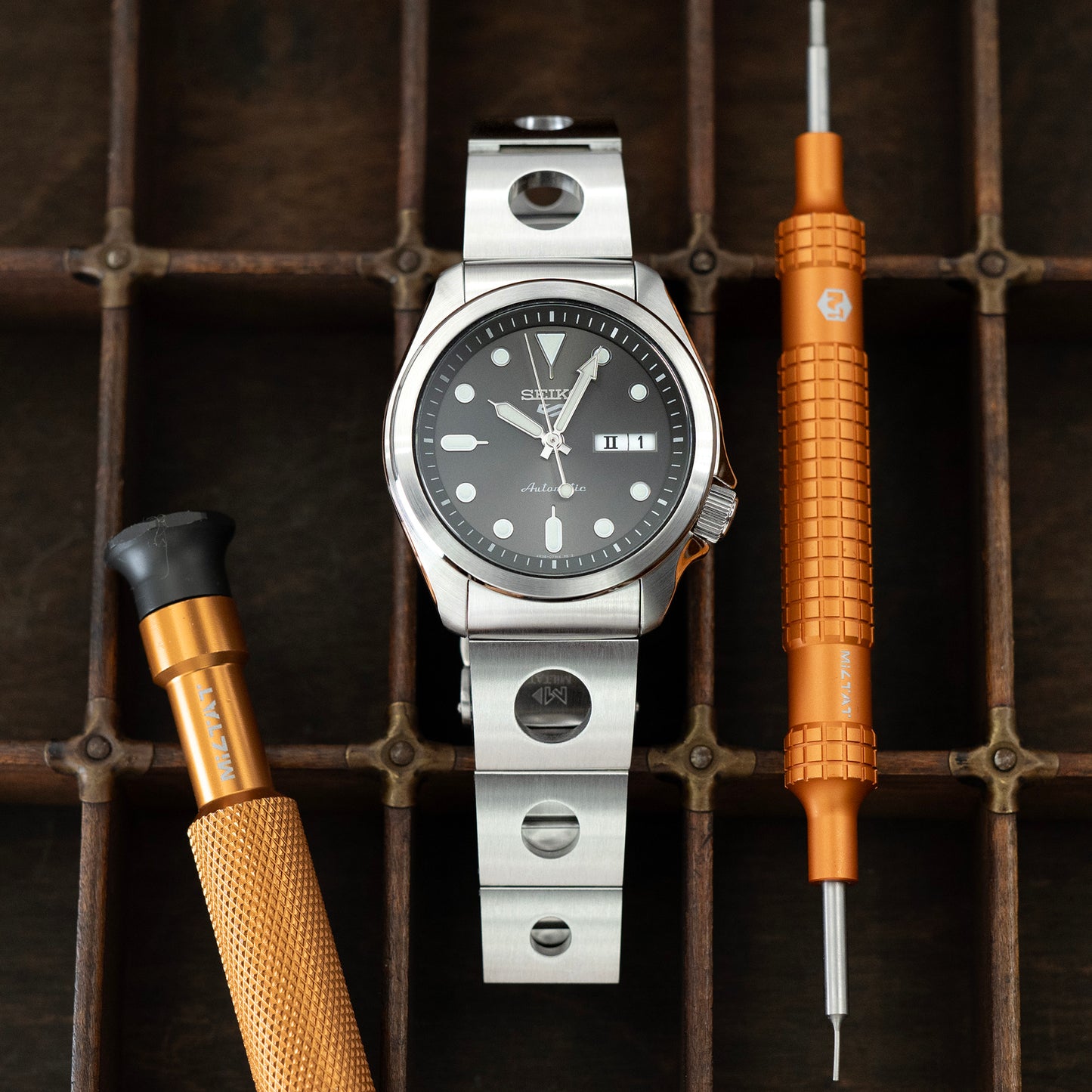 Rollball II for Seiko 5 Sports 40mm Baton Clasp, Brushed