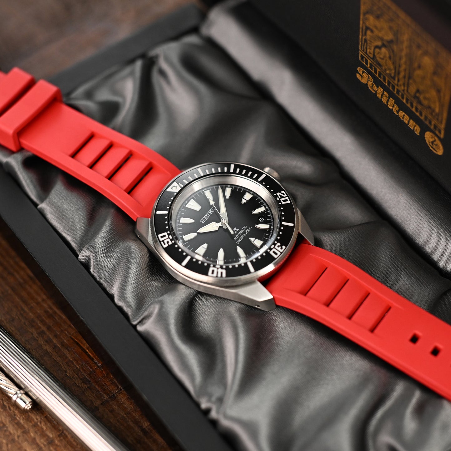 20mm Red RM Vented FKM rubber watch strap