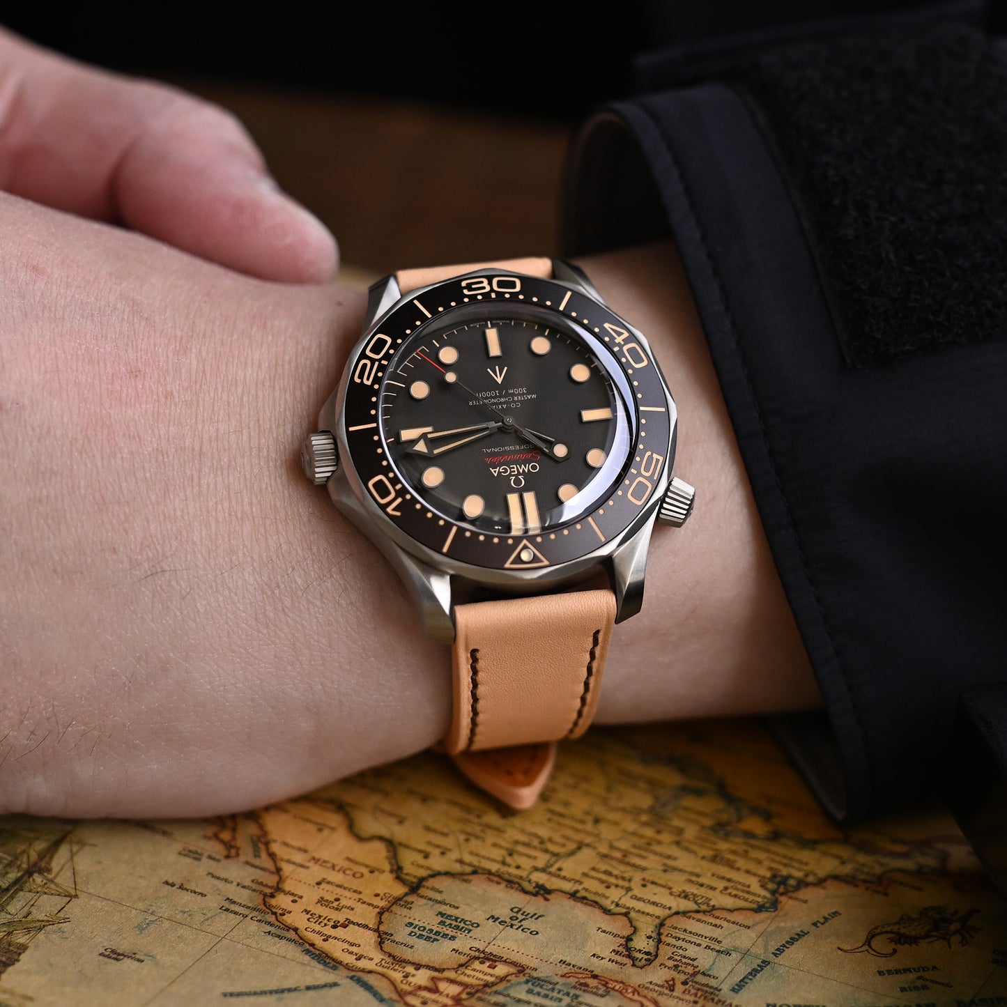 Quick Release, 20mm Beige Tapered Leather Strap, Brown St.