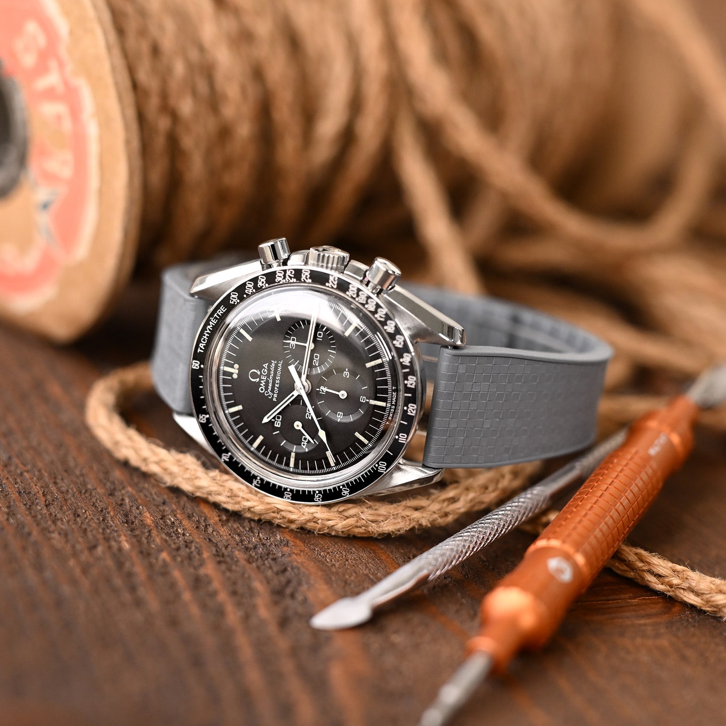 FKM29 Grey FKM Rubber Watch Strap