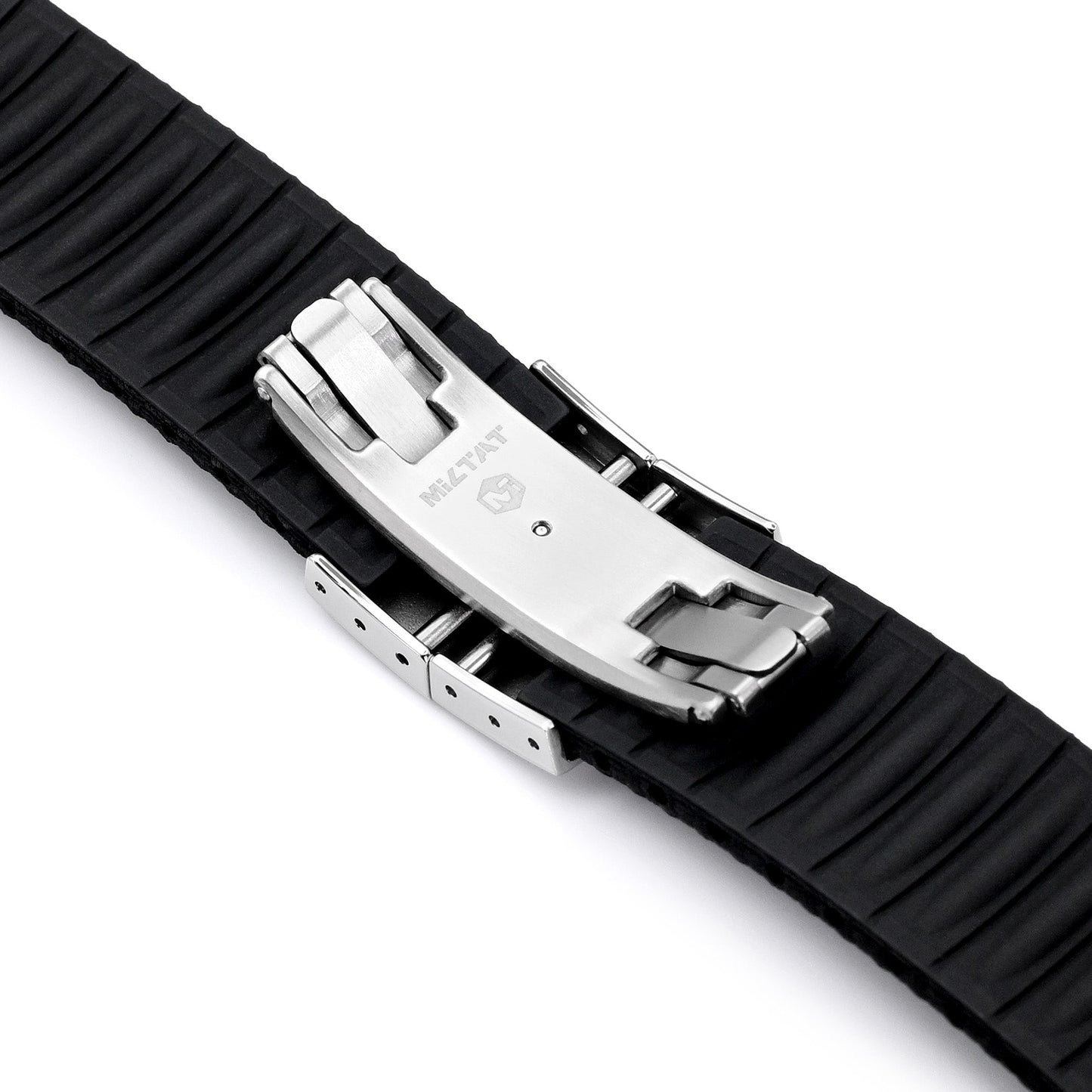 FKM41 Black Quick Release Butterfly Deployment FKM Rubber Watch Band, 18mm to 22mm and 24mm