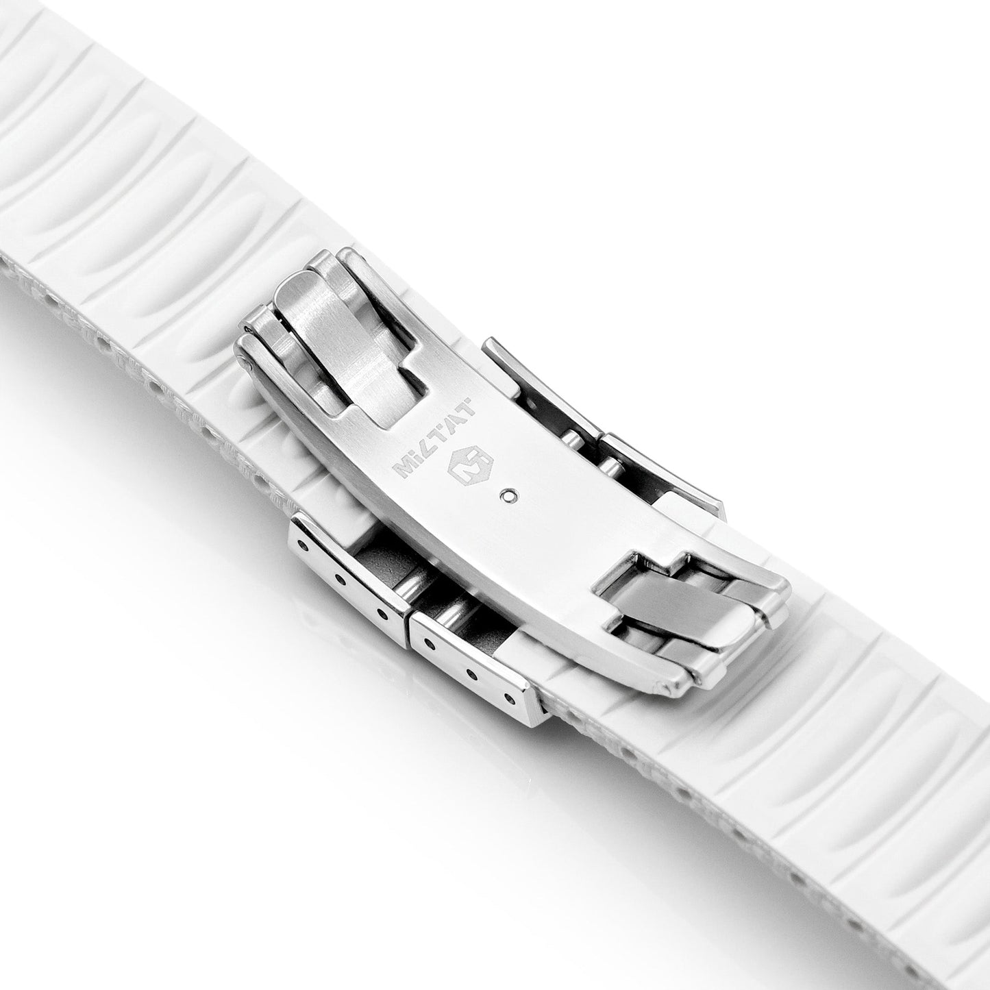 FKM41 White Quick Release Butterfly Deployment FKM Rubber Watch Band, 20mm