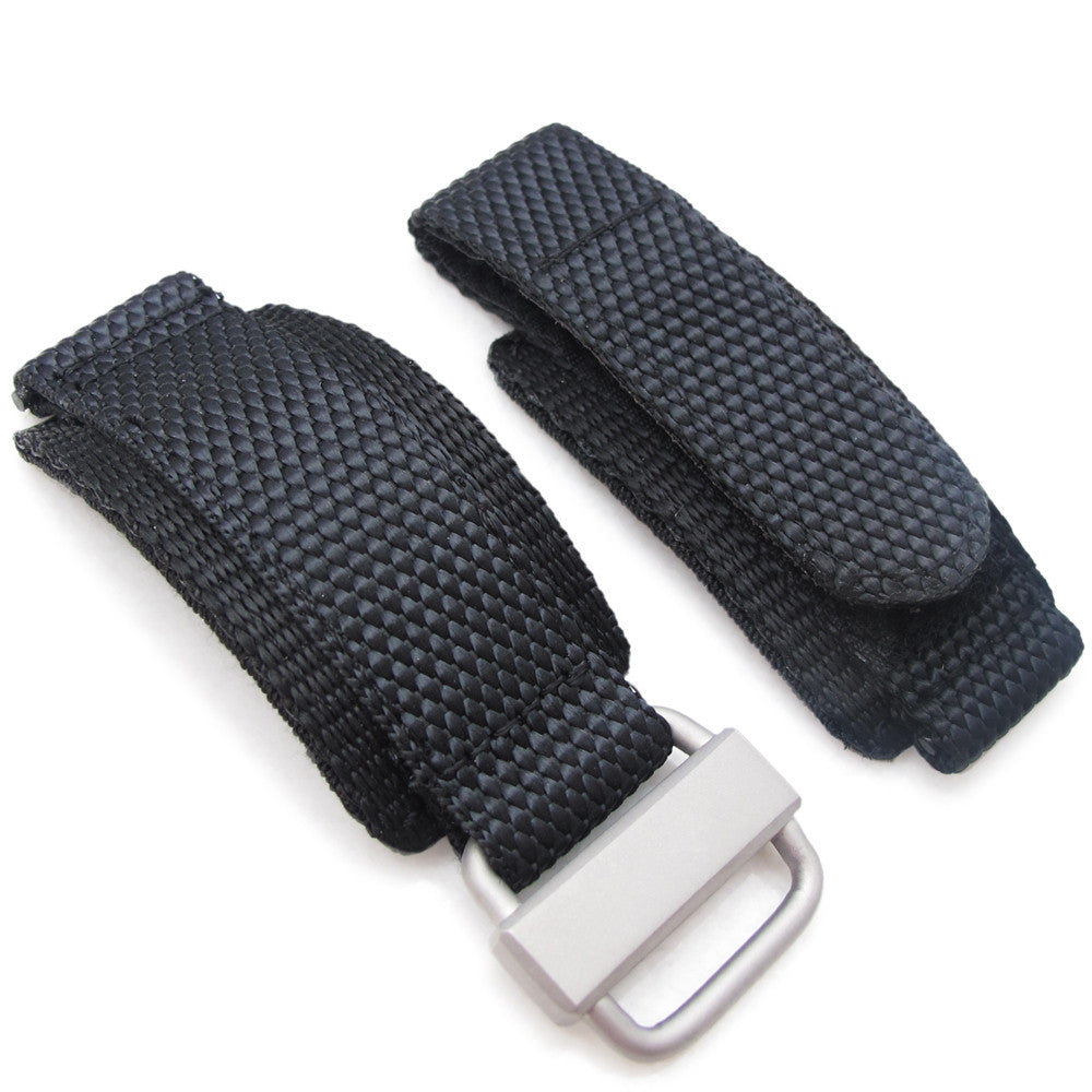 MiLTAT Black Nylon Hook and Loop Fastener Watch Strap, XL