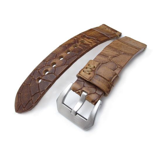 22mm MiLTAT Zizz Cracked Croco Middle Brown, Brown St.