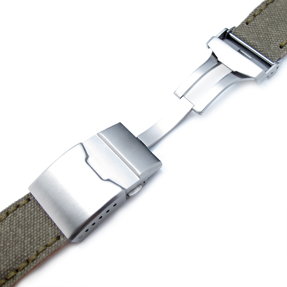 22mm MiLTAT Military Green Washed Canvas, Button Chamfer