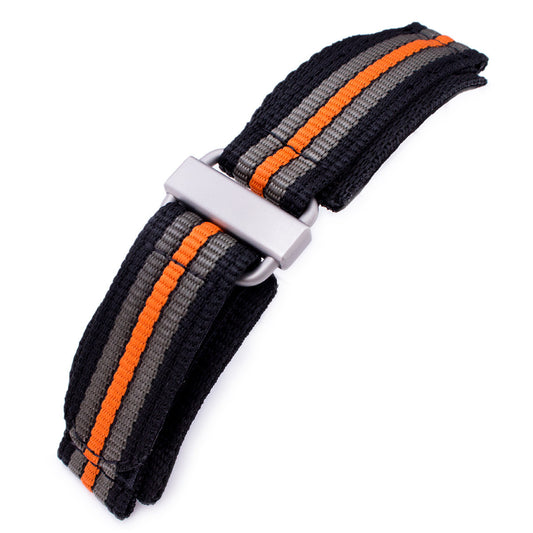 Black, Khaki & Orange 3D Nylon Hook and Loop Fastener Watch Strap, Sandblasted