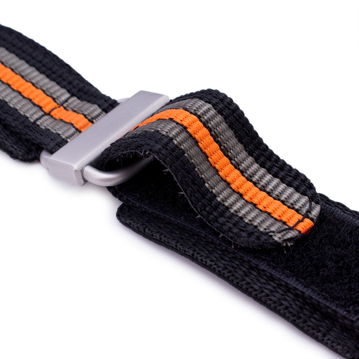 Black, Khaki & Orange 3D Nylon Hook and Loop Fastener Watch Strap, Sandblasted