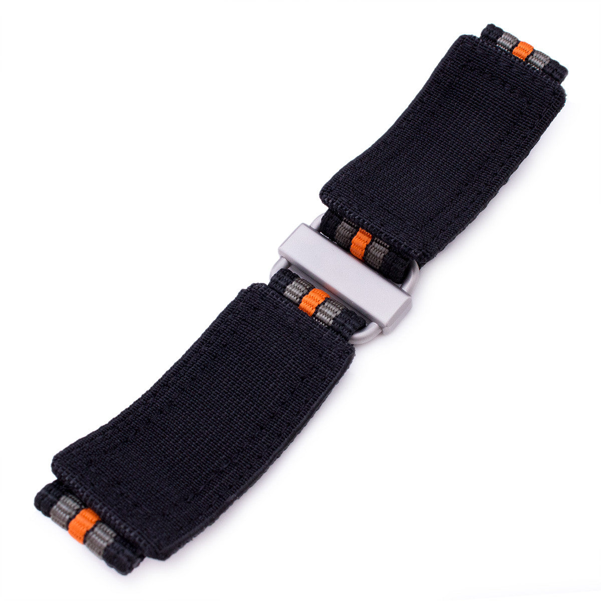 Black, Khaki & Orange 3D Nylon Hook and Loop Fastener Watch Strap, Sandblasted