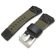 MiLTAT Black + Military Green Canvas Hand Stitch for Bell & Ross BR01