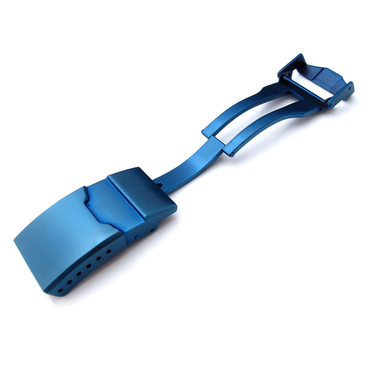 Chamfer double locks diver's clasp, IP Blue
