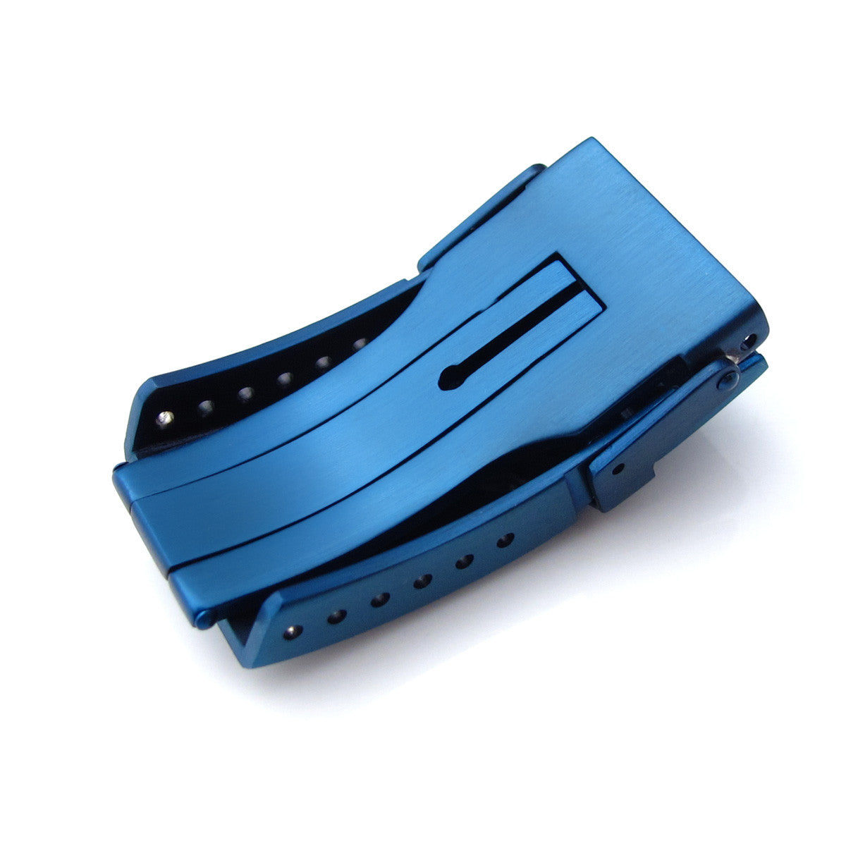Chamfer double locks diver's clasp, IP Blue
