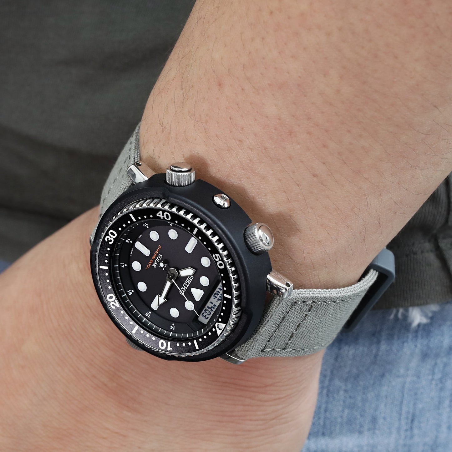 Seiko Prospex Arnie Re-Issue Solar Hybrid Black LCD Watch SNJ025P1