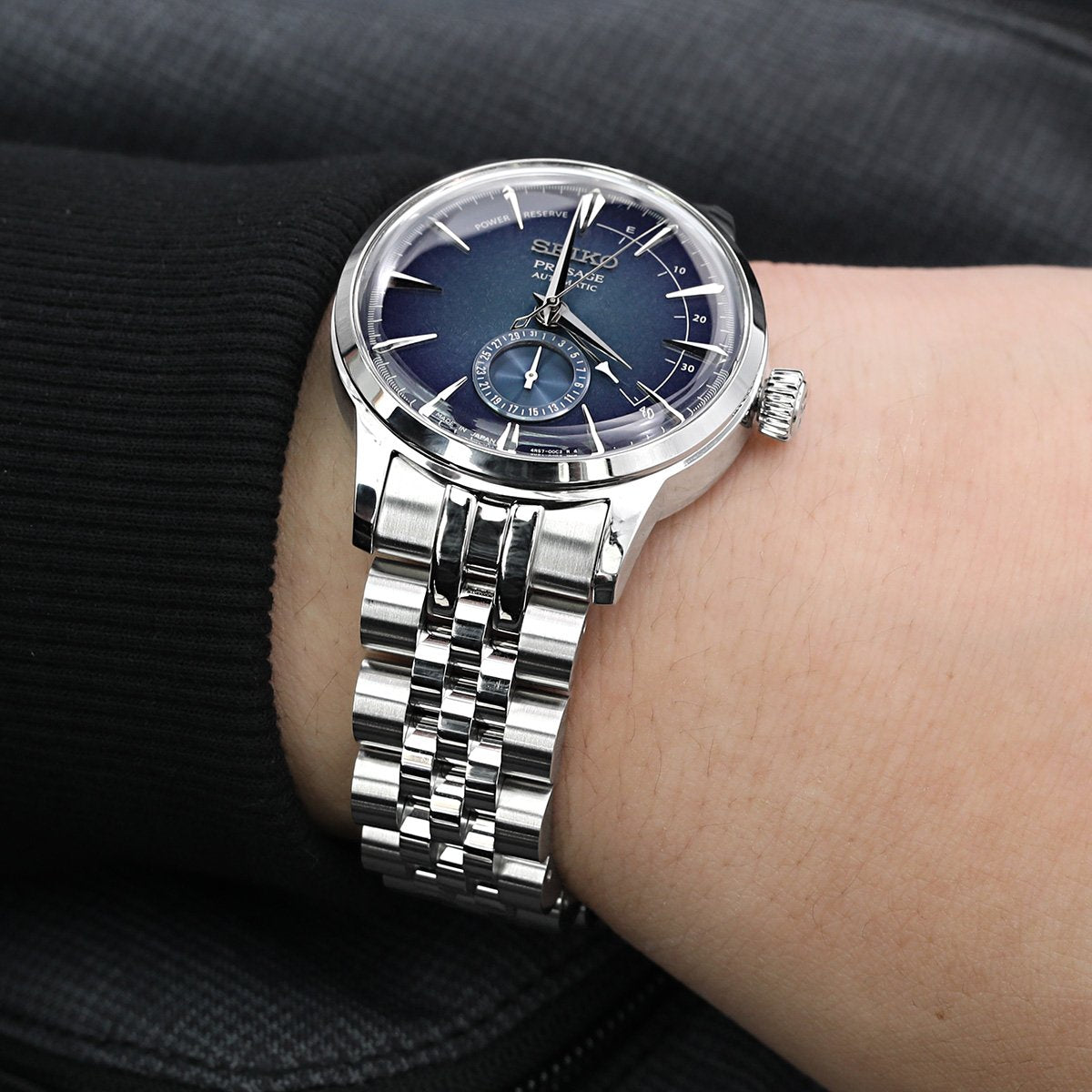 20mm Angus-J Louis 316L Stainless Steel Watch Bracelet for Seiko Cocktail SSA345, V-Clasp