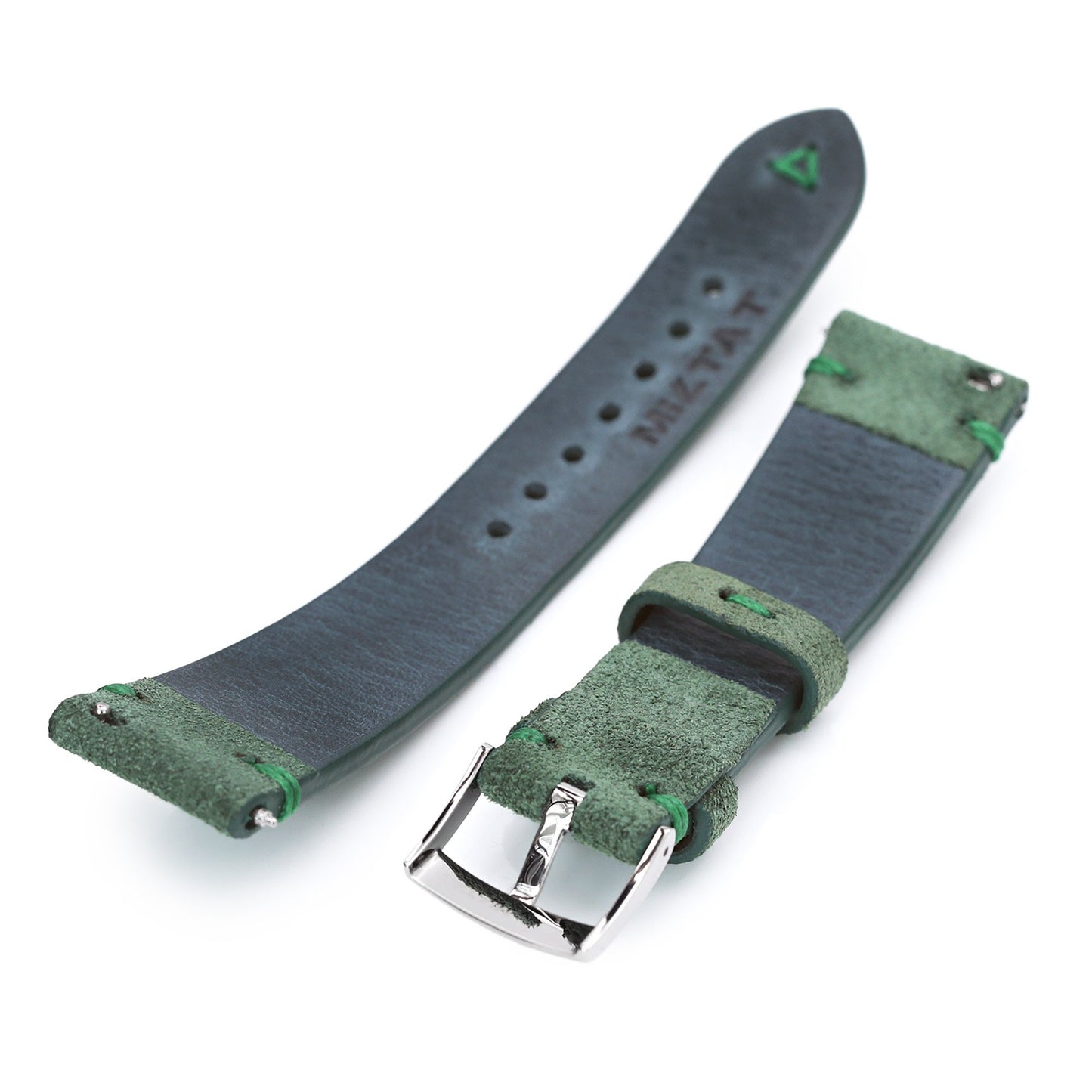 20mm Green Quick Release Italian Suede Leather Watch Strap | Strapcode