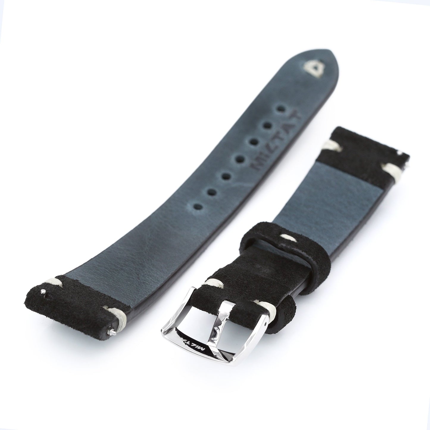 20mm Black Quick Release Italian Suede Leather Watch Strap | Strapcode