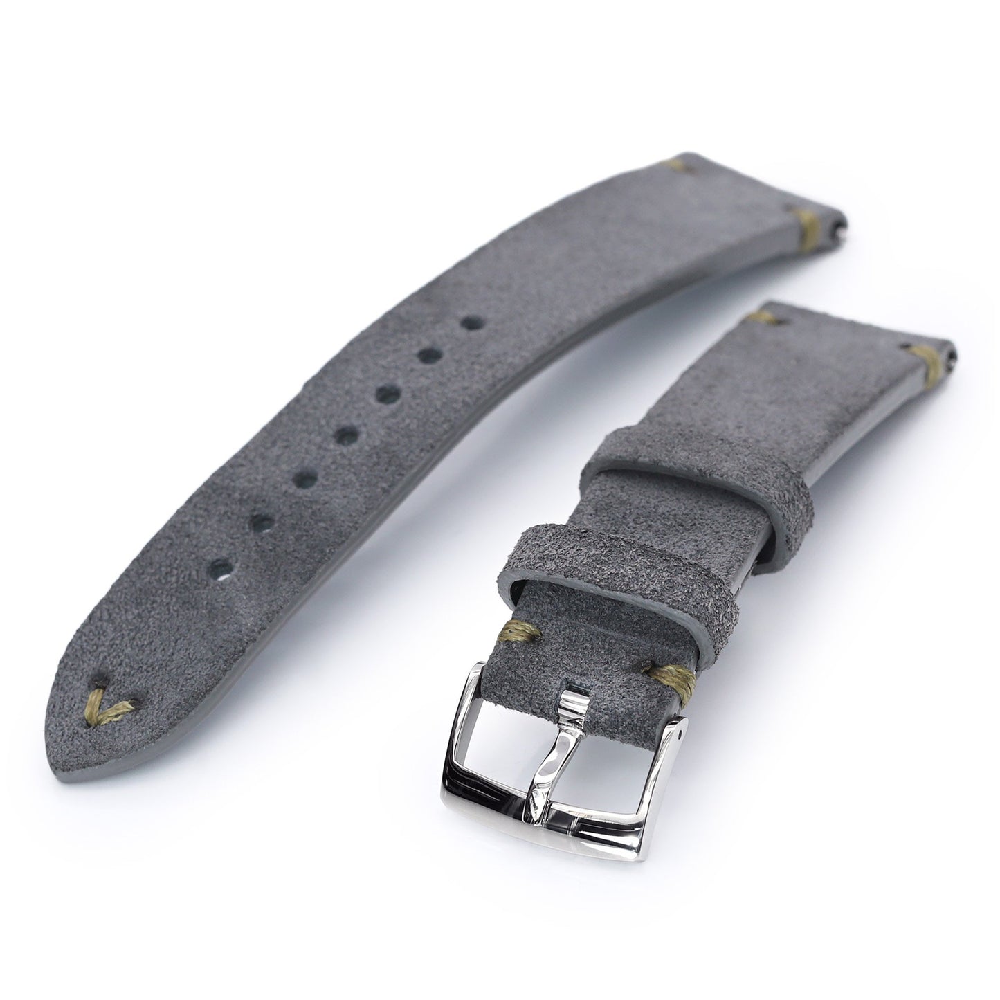 22mm Grey Quick Release Italian Suede Leather Watch Strap | Strapcode