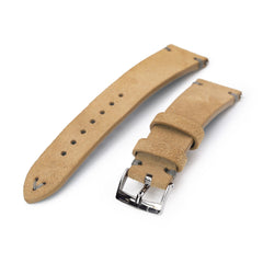 22mm Khaki Quick Release Italian Suede Leather Watch Strap | Strapcode