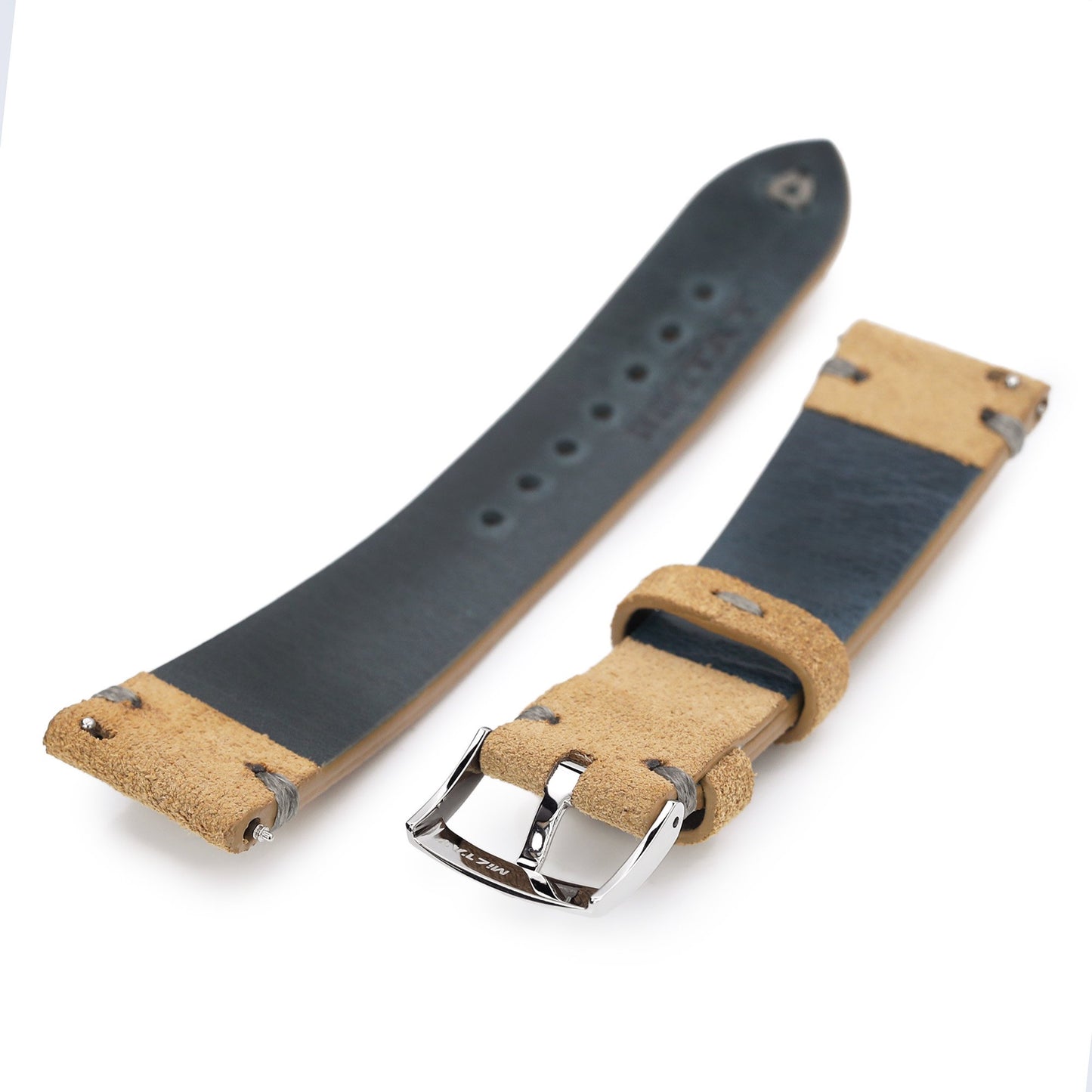 22mm Khaki Quick Release Italian Suede Leather Watch Strap | Strapcode