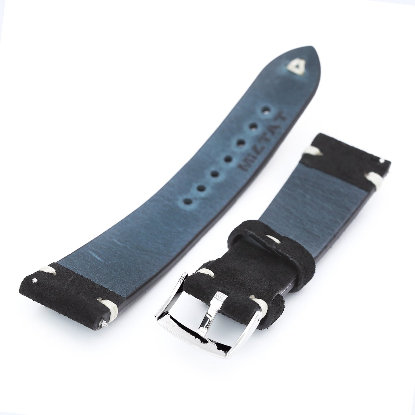 22mm Black Quick Release Italian Suede Leather Watch Strap | Strapcode
