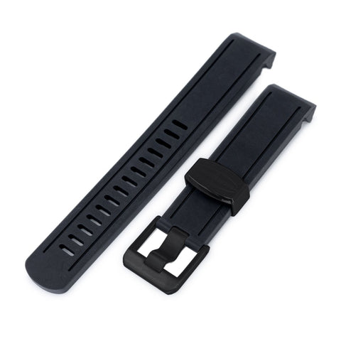 Black Curved End Rubber compatible with Seiko Sumo SBDC001, PVD