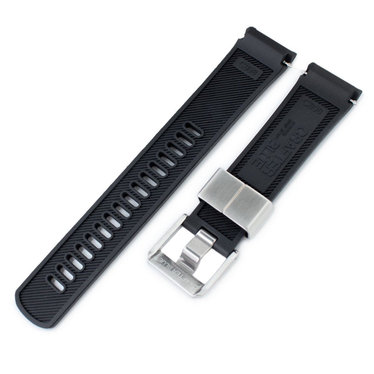 Seiko Turtle Crafter Blue Black Curved End Rubber Straps | Strapcode