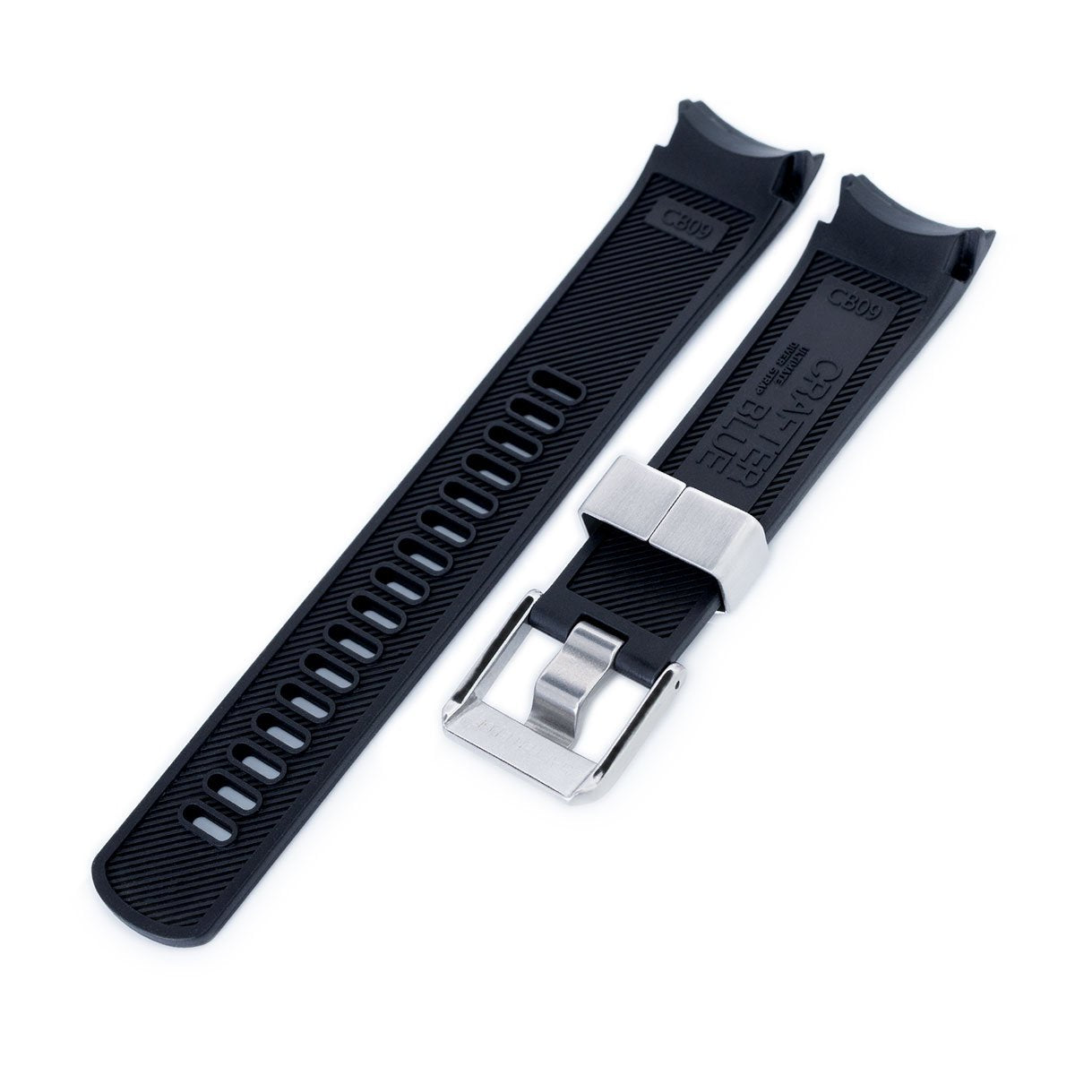 Seiko Samurai SRPB51 Crafter Blue Black Rubber Straps | Strapcode