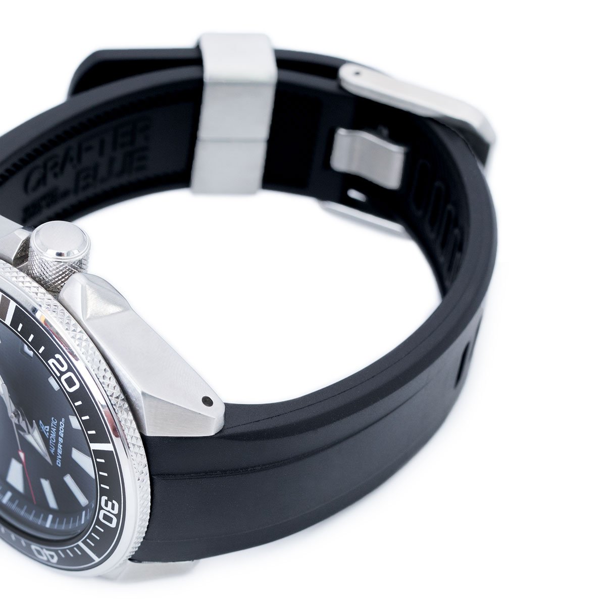 Seiko Samurai SRPB51 Crafter Blue Black Rubber Straps | Strapcode
