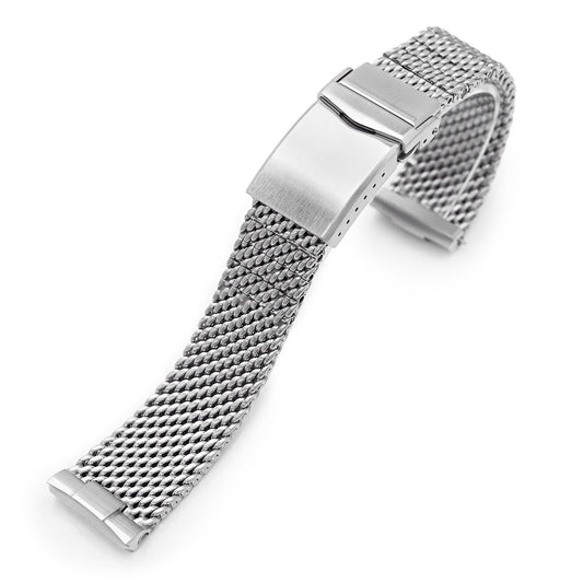 Curved End Massy Mesh Watch Band for Seiko new Turtles SRP777 V-Clasp Brushed