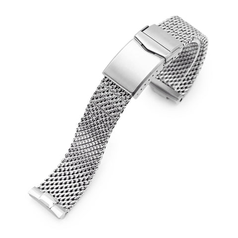 Massy Mesh Watch Band compatible with Seiko new Turtles SRP777, V-Clasp, Polished