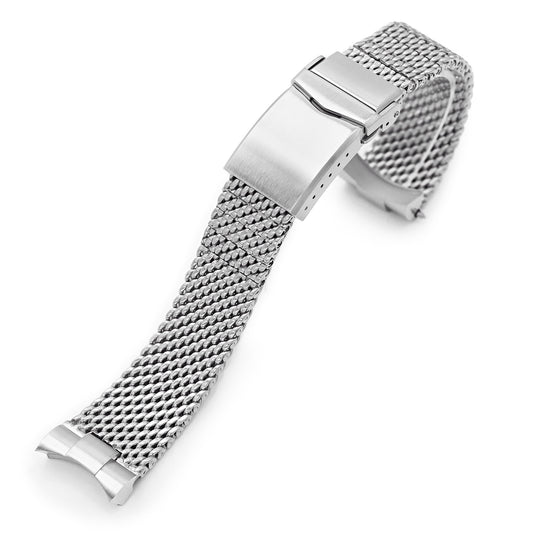Curved End Massy Mesh Watch Band for TUD BB 79230 V-Clasp Brushed