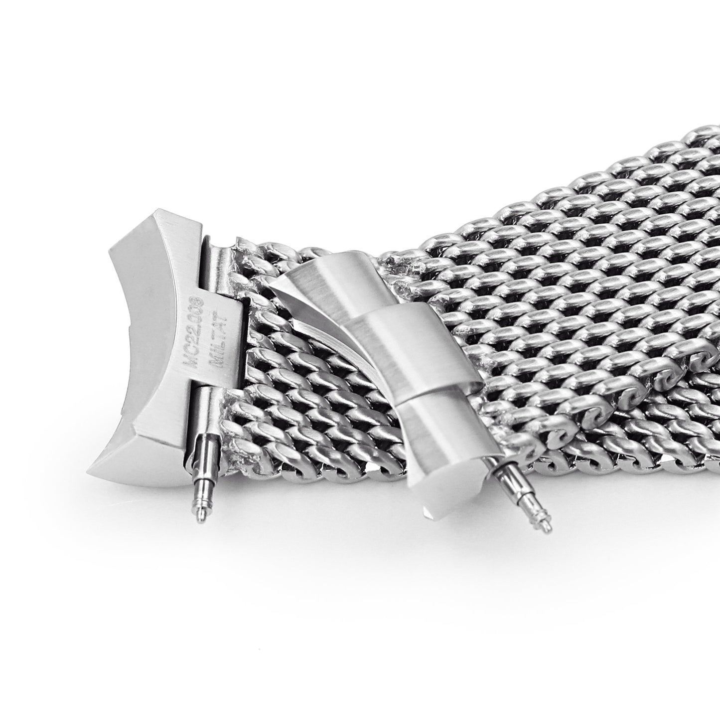 Curved End Massy Mesh Watch Band for TUD BB 79230 V-Clasp Brushed
