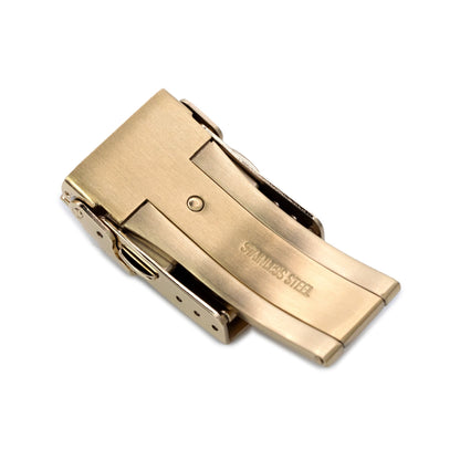 18mm Double Lock Diver Buckle Gold Watch Diver Clasp | Strapcode