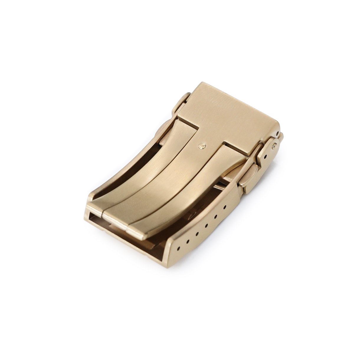 18mm Solid 316L Stainless Steel Double Locks SUB Diver Clasp, Button Control, Brushed & Polished IP Gold