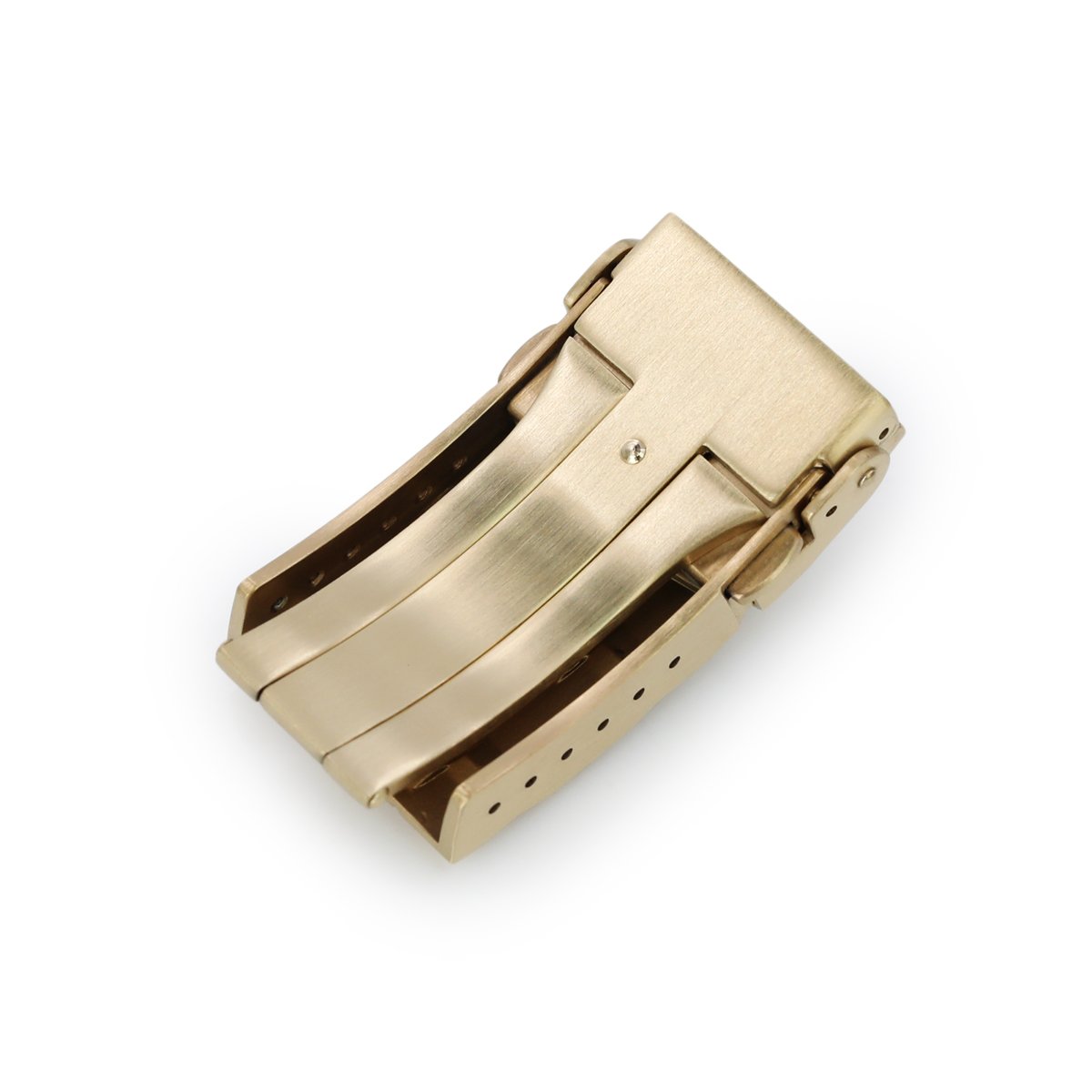 18mm Solid 316L Stainless Steel Double Locks SUB Diver Clasp, Button Control, Brushed IP Gold